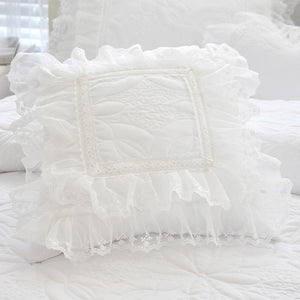 Amani Double-Layered Ruffled Cotton Lace Duvet Cover Set