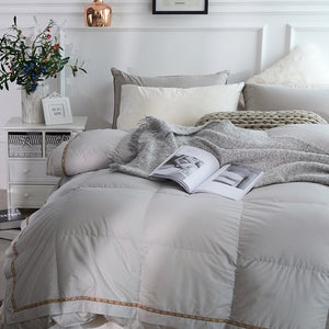 Taavi Embellished Border Quilted Cotton Goose Down Comforter