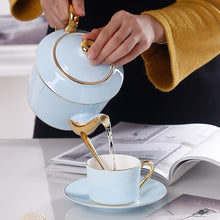 Load image into Gallery viewer, Madaluza Luxury Gold Blue Bone China Tea/Coffee Set
