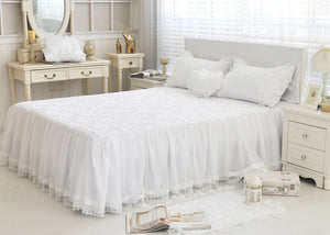 Amani Double-Layered Ruffled Cotton Lace Duvet Cover Set