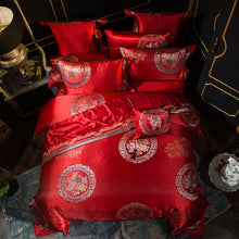 Charger l&#39;image dans la galerie, Halima Tasseled Satin Jacquard Duvet Cover Set
