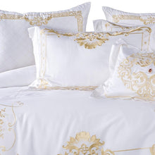 Load image into Gallery viewer, DeLuxxe White Egyptian Cotton Embroidery Duvet Cover Set
