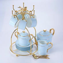 Load image into Gallery viewer, Madaluza Luxury Gold Blue Bone China Tea/Coffee Set
