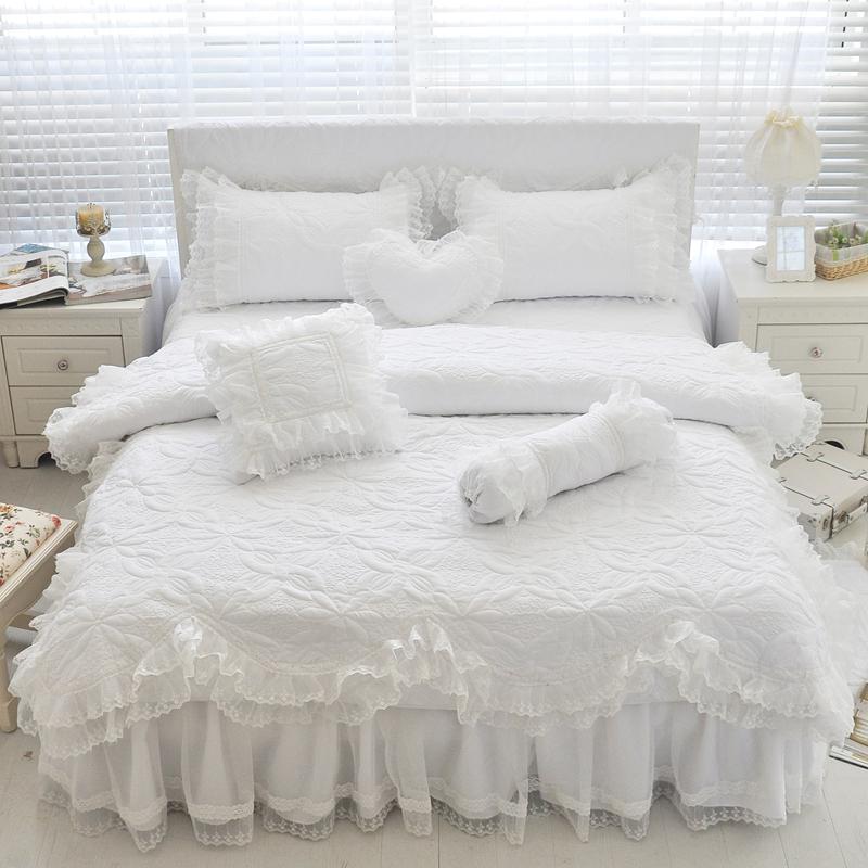 Amani Double-Layered Ruffled Cotton Lace Duvet Cover Set