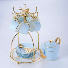 Load image into Gallery viewer, Madaluza Luxury Gold Blue Bone China Tea/Coffee Set
