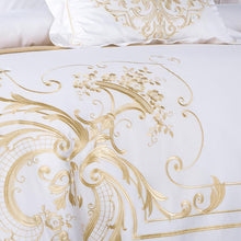 Load image into Gallery viewer, DeLuxxe White Egyptian Cotton Embroidery Duvet Cover Set
