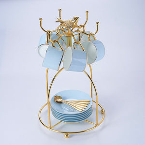 Madaluza Luxury Gold Blue Bone China Tea/Coffee Set