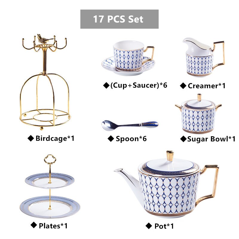 Arkanola Gold Inlay Porcelain Bone China Tea/Coffee Set