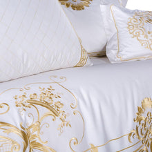 Load image into Gallery viewer, DeLuxxe White Egyptian Cotton Embroidery Duvet Cover Set
