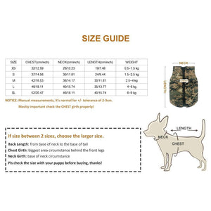 Waterproof Dog Puppy Camo Jacket Coat Vest