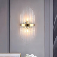 Load image into Gallery viewer, Diana Tapered Crystal And Gold Ring Wall Lamp
