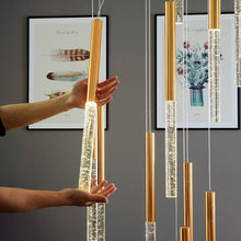 Load image into Gallery viewer, Mya Linear Copper And Crystal Strand Chandelier
