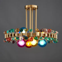 Charger l&#39;image dans la galerie, Bailey Colorful Gem And Crystal Two Tier Round Chandelier

