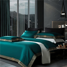 Charger l&#39;image dans la galerie, Anahi Embroidered Motif Border Egyptian Cotton Duvet Cover Set
