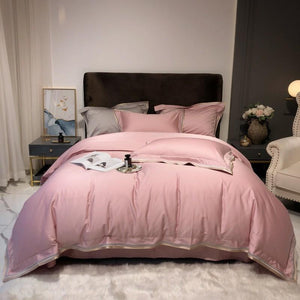 Scarlett Modern Threadwork Border Egyptian Cotton Duvet Cover Set