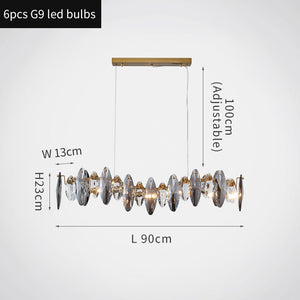 Zoey Oval Cut Smokey Crystal And Copper Bar Chandelier