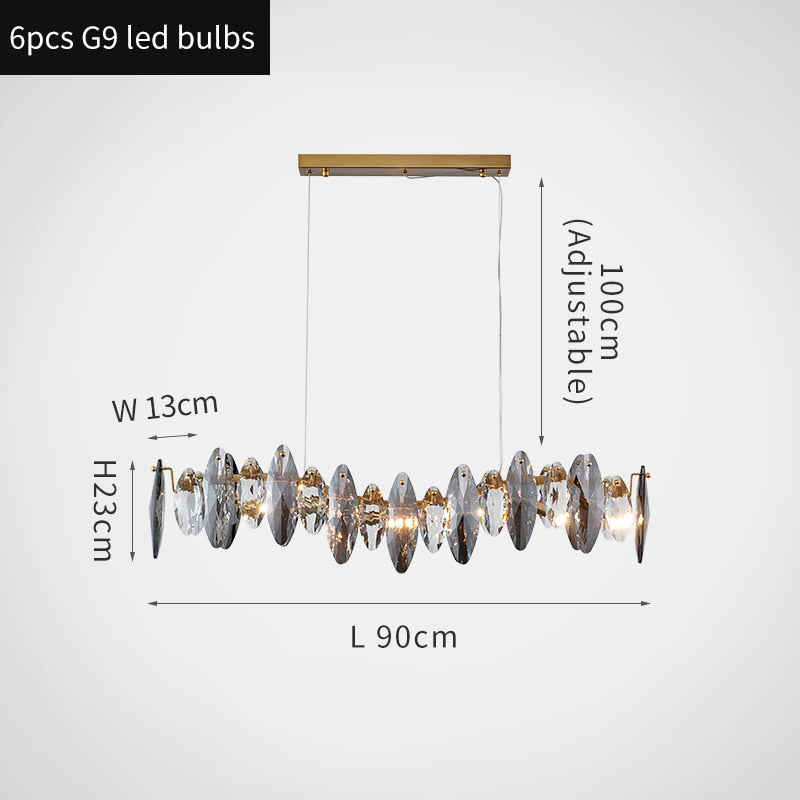 Zoey Oval Cut Smokey Crystal And Copper Bar Chandelier