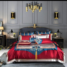 Load image into Gallery viewer, Emma Embroidered Jacquard Satin Duvet Cover Set
