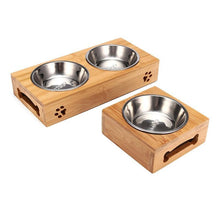 Load image into Gallery viewer, Stainless Steel Bamboo Dog Bowl
