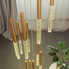 Load image into Gallery viewer, Mya Linear Copper And Crystal Strand Chandelier
