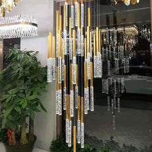 Load image into Gallery viewer, Mya Linear Copper And Crystal Strand Chandelier
