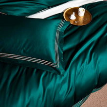 Load image into Gallery viewer, Leila Green Embroidered Edge Egyptian Cotton Duvet Cover Set
