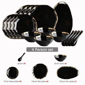 Nora Black White Luxury Dinnerware Set