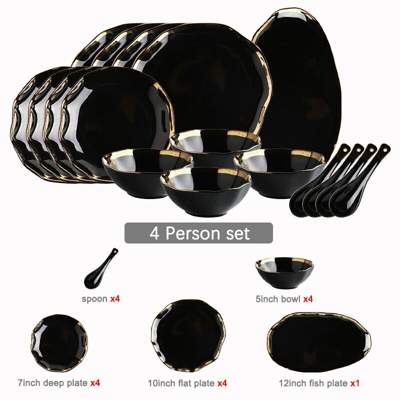 Nora Black White Luxury Dinnerware Set