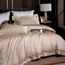 Load image into Gallery viewer, Leila Kilim Beige Embroidered Edge Egyptian Cotton Duvet Cover Set
