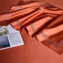 Load image into Gallery viewer, Leila Orange Embroidered Edge Egyptian Cotton Duvet Cover Set
