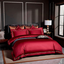 Load image into Gallery viewer, Leila Red Embroidered Edge Egyptian Cotton Duvet Cover Set
