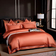 Load image into Gallery viewer, Leila Orange Embroidered Edge Egyptian Cotton Duvet Cover Set
