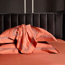 Load image into Gallery viewer, Leila Orange Embroidered Edge Egyptian Cotton Duvet Cover Set
