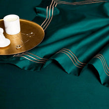 Load image into Gallery viewer, Leila Green Embroidered Edge Egyptian Cotton Duvet Cover Set
