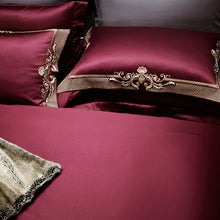 Load image into Gallery viewer, Cleopatra Puce Red Luxury Egyptian Cotton Duvet Cover Set
