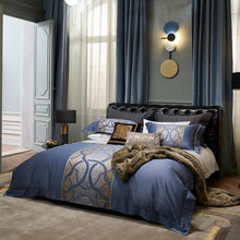 Charger l&#39;image dans la galerie, Astrid Space Blue Egyptian Cotton Duvet Cover Set
