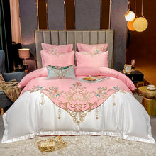 Load image into Gallery viewer, Domitia Canyon Pink Embroidery Egyptian Cotton Duvet Cover Set
