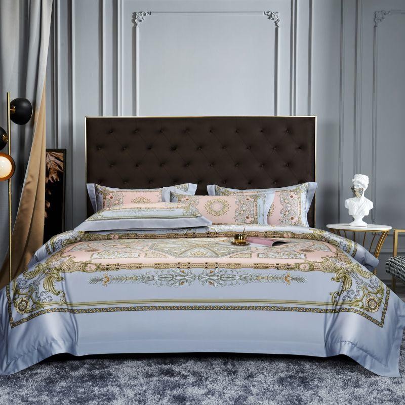 Audrey Art Deco Printed Silky Egyptian Cotton Duvet Cover Set