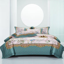 Charger l&#39;image dans la galerie, Anne Hybrid Floral And Diamond Printed Silky Egyptian Cotton Duvet Cover Set
