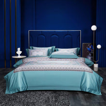 Charger l&#39;image dans la galerie, Aurelie Ocean Inspired Printed Silky Egyptian Cotton Duvet Cover Set
