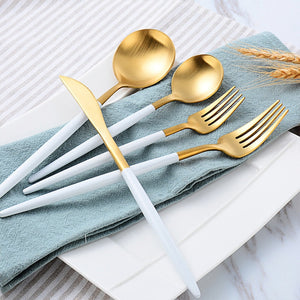 Arya White Gold Cutlery Set