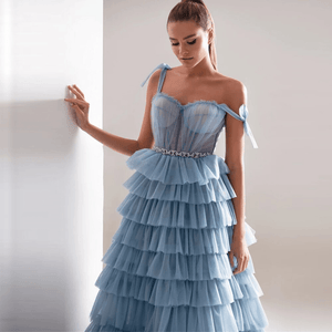 Tulle Frill-Layered Gown - Abundance Boutique