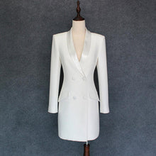 Cargar imagen en el visor de la galería, Double-Breasted Blazer Dress in White - Abundance Boutique
