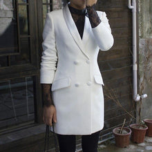 Cargar imagen en el visor de la galería, Double-Breasted Blazer Dress in White - Abundance Boutique
