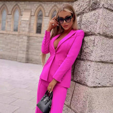 Load image into Gallery viewer, Naoma Blazer &amp; Flared Pants Set in Fuchsia - Abundance Boutique
