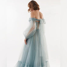 Cargar imagen en el visor de la galería, Combination Evening Dress with Sheer Sleeves - Abundance Boutique
