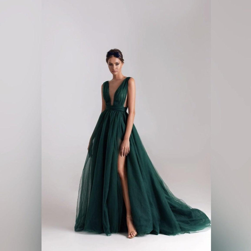 Emerald Green Evening Gown - Abundance Boutique