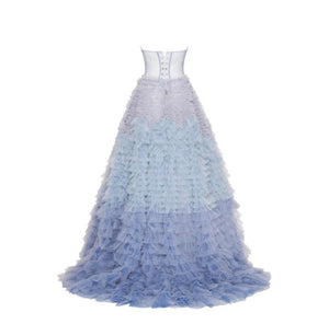 Strapless Frill-Layered Fluffy Dress - Abundance Boutique