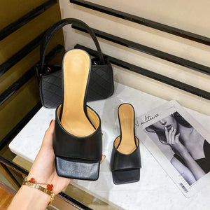 Vintage Square Toe High Heel Sandals - Abundance Boutique