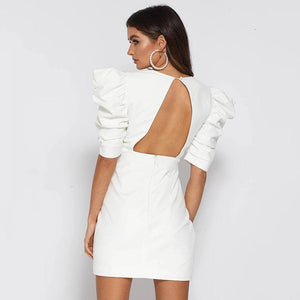 White Half Sleeve Dress - Abundance Boutique